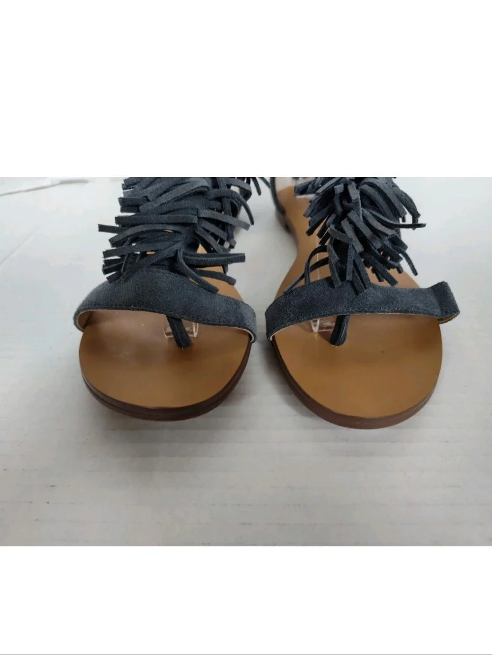 Sole Society Suede Sandals Koa Vista Blue 9.5 Thong Ankle Strap Flats